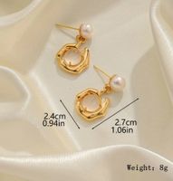 1 Pair Retro Baroque Style Vacation Irregular Inlay Copper Pearl Tiger Eye Opal 18K Gold Plated Drop Earrings main image 2