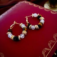 1 Paar Retro Geometrisch Perlen Überzug Opal Tigerauge Kupfer Ohrringe main image 5