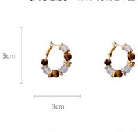 1 Paire Rétro Géométrique Perlé Placage Opale Oeil De Tigre Le Cuivre Des Boucles D'Oreilles main image 2