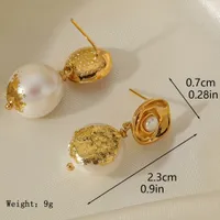 1 Pair Elegant Retro Irregular Pearl Freshwater Pearl Copper Natural Stone 18K Gold Plated Drop Earrings main image 2
