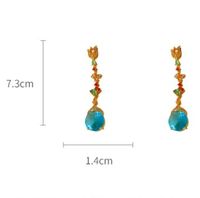 1 Pair Retro Shiny Flower Plating Inlay Copper Zircon Drop Earrings main image 2