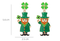 1 Pair Cartoon Style Cartoon Character Four Leaf Clover Enamel Alloy Rhinestones Drop Earrings main image 2