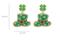1 Pair Cartoon Style Four Leaf Clover Enamel Alloy Rhinestones Drop Earrings main image 2