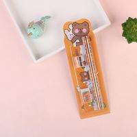 1 Set Animal Cartoon Learning School Plastic Wood Cute Stationary Sets sku image 3