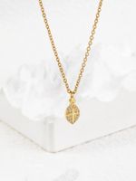 Copper 18K Gold Plated Simple Style Cross Leaf Maple Leaf Enamel Inlay Zircon Pendant Necklace main image 5