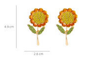 1 Paar Süss Pastoral Sonnenblume Legierung Strasssteine Ohrstecker main image 2