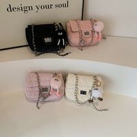 Women's Pu Solid Color Classic Style Sewing Thread Flip Cover Crossbody Bag main image 1