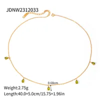 Stainless Steel 18K Gold Plated Simple Style Water Droplets Inlay Rhinestones Necklace main image 2