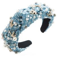 Women's Simple Style Classic Style Crown Alloy Cloth Inlay Rhinestones Pearl Hair Band sku image 1