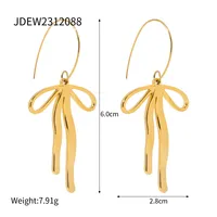 1 Pair IG Style Bow Knot 304 Stainless Steel 18K Gold Plated Drop Earrings main image 5