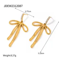 1 Pair IG Style Bow Knot 304 Stainless Steel 18K Gold Plated Drop Earrings main image 4