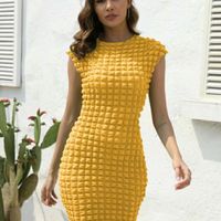 Women's Regular Dress Simple Style Round Neck Pleated Sleeveless Solid Color Midi Dress Holiday Daily main image 4