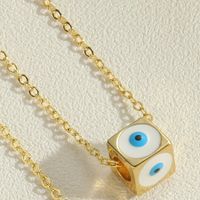 Simple Style Devil's Eye Square Copper Enamel Plating Necklace 1 Piece sku image 1