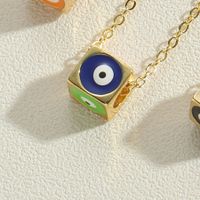 Simple Style Devil's Eye Square Copper Enamel Plating Necklace 1 Piece sku image 4