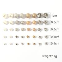 1 Set IG Style Simple Style Round Inlay Metal Acrylic Rhinestones Gold Plated Rhodium Plated Ear Studs main image 2