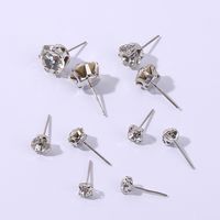 1 Set IG Style Simple Style Round Inlay Metal Acrylic Rhinestones Gold Plated Rhodium Plated Ear Studs main image 7
