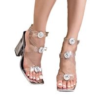 Women's Streetwear Solid Color Square Toe Open Toe Ankle Strap Sandals main image 2