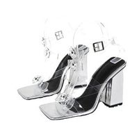 Frau Strassenmode Einfarbig Quadratischer Zeh Offener Zeh Sandalen Mit Knöchelriemen sku image 8