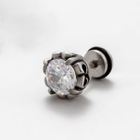 1 Piece Vintage Style Geometric Solid Color Inlay Stainless Steel Zircon Ear Studs main image 7