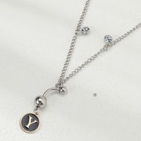 Classic Style Shiny Letter Copper Inlay Artificial Diamond Steel Color Unisex Waist Chain main image 5