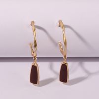 1 Pair IG Style Nordic Style French Style Geometric Enamel Metal Gold Plated Drop Earrings main image 1