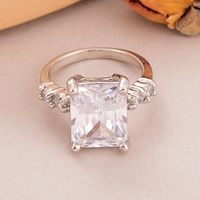 Wholesale Shiny Geometric Copper Inlay 18K Gold Plated Silver Plated Zircon Rings main image 3