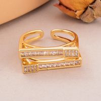 Wholesale Shiny Geometric Copper Inlay 18K Gold Plated Silver Plated Zircon Rings main image 5