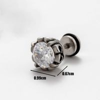 1 Piece Vintage Style Geometric Solid Color Inlay Stainless Steel Zircon Ear Studs main image 3