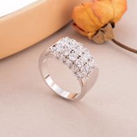 Wholesale Shiny Geometric Copper Inlay 18K Gold Plated Silver Plated Zircon Rings main image 6