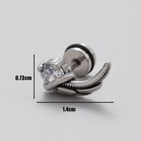 1 Piece Vintage Style Geometric Solid Color Inlay Stainless Steel Zircon Ear Studs sku image 5