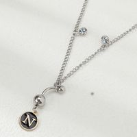 Classic Style Shiny Letter Copper Inlay Artificial Diamond Steel Color Unisex Waist Chain sku image 14