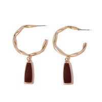 1 Pair IG Style Nordic Style French Style Geometric Enamel Metal Gold Plated Drop Earrings sku image 1