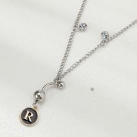 Classic Style Shiny Letter Copper Inlay Artificial Diamond Steel Color Unisex Waist Chain sku image 18
