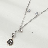 Classic Style Shiny Letter Copper Inlay Artificial Diamond Steel Color Unisex Waist Chain sku image 19