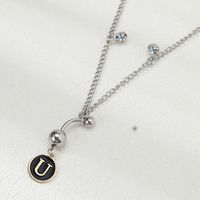 Classic Style Shiny Letter Copper Inlay Artificial Diamond Steel Color Unisex Waist Chain sku image 21