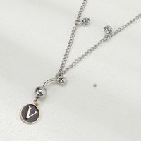 Classic Style Shiny Letter Copper Inlay Artificial Diamond Steel Color Unisex Waist Chain sku image 22