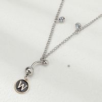 Classic Style Shiny Letter Copper Inlay Artificial Diamond Steel Color Unisex Waist Chain sku image 23