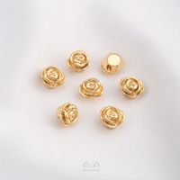 1 Piece Diameter 10mm Copper 14K Gold Plated Flower Polished Beads main image 5