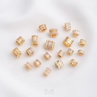 1 Piece 6.5.* 5mm 7 * 3mm 8 * 4mm Copper Zircon 14K Gold Plated Geometric Solid Color Polished Spacer Bars main image 2