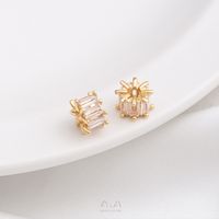 1 Piece 6.5.* 5mm 7 * 3mm 8 * 4mm Copper Zircon 14K Gold Plated Geometric Solid Color Polished Spacer Bars sku image 11