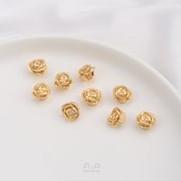 1 Piece Diameter 10mm Copper 14K Gold Plated Flower Polished Beads main image 4