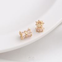 1 Piece 6.5.* 5mm 7 * 3mm 8 * 4mm Copper Zircon 14K Gold Plated Geometric Solid Color Polished Spacer Bars sku image 14