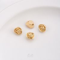 1 Piece Diameter 10mm Copper 14K Gold Plated Flower Polished Beads main image 3