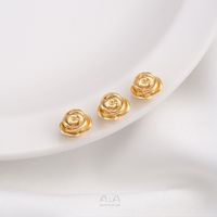 1 Piece Diameter 10mm Copper 14K Gold Plated Flower Polished Beads main image 2