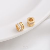 1 Piece 6.5.* 5mm 7 * 3mm 8 * 4mm Copper Zircon 14K Gold Plated Geometric Solid Color Polished Spacer Bars sku image 2