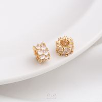 1 Piece 6.5.* 5mm 7 * 3mm 8 * 4mm Copper Zircon 14K Gold Plated Geometric Solid Color Polished Spacer Bars sku image 13