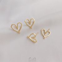1 Pair 13*12.5mm Copper 14K Gold Plated Heart Shape Earring Findings sku image 1