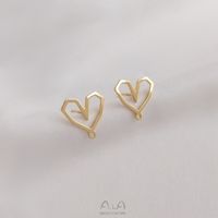 1 Pair 13*12.5mm Copper 14K Gold Plated Heart Shape Earring Findings main image 5