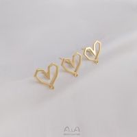 1 Pair 13*12.5mm Copper 14K Gold Plated Heart Shape Earring Findings main image 4
