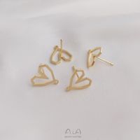 1 Pair 13*12.5mm Copper 14K Gold Plated Heart Shape Earring Findings main image 3